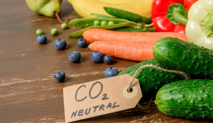Gemüse mit Etikett CO2 neutral Gemüse mit Etikett CO2 neutral