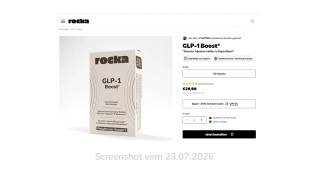 Rocka GLP-1 Boost, rockanutrition.de, 23.07.2026 Rocka GLP-1 Boost, rockanutrition.de, 23.07.2026