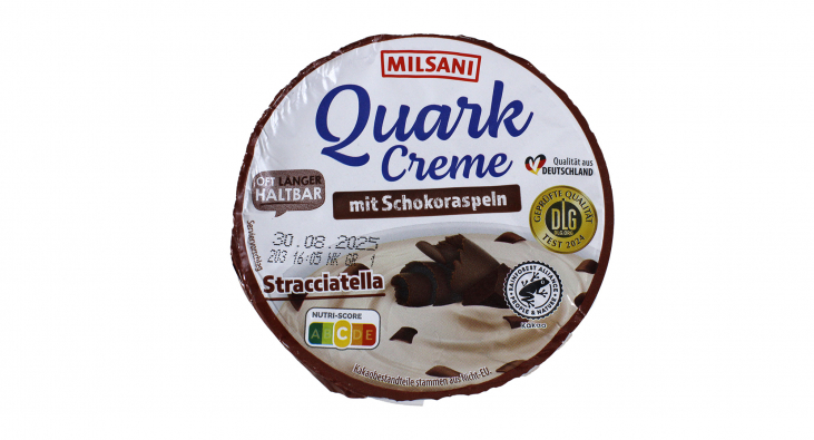 Milsani Quark Creme mit Schokoraspeln Milsani Quark Creme mit Schokoraspeln