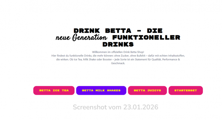 Homepage, Drinkbetta.de, 23.01.2026 Homepage, Drinkbetta.de, 23.01.2026
