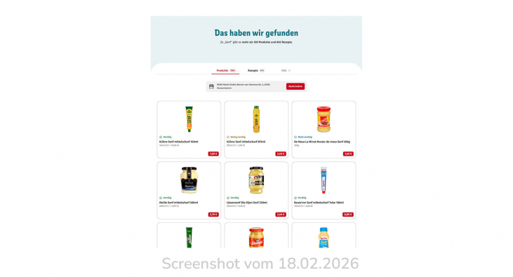Senf Angebote, rewe.de, 18.02.2026 Senf Angebote, rewe.de, 18.02.2026