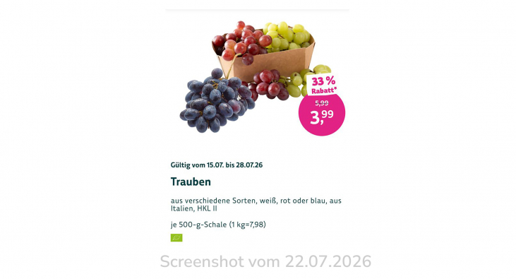 Trauben, Denns BioApp, 22.07.2026 Trauben, Denns BioApp, 22.07.2026