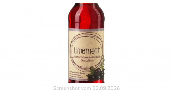 Limoment Johannisbeere-Rosmarin Naturlimo, limoment.de, 22.09.2026 Limoment Johannisbeere-Rosmarin Naturlimo, limoment.de, 22.09.2026