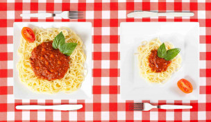 Spaghetti: kleine und große Portion