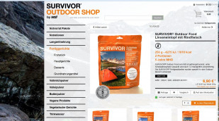 Survivor Outdoor Food Linseneintopf mit Rindfleisch, Produktinformation, survivor-food.de, Screenshot vom 26.06.2017