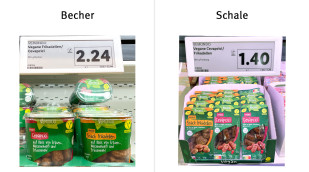 Preis Becher, Vemondo vegane Snack Frikadellen; Preis Schale, Vemondo vegane Snack Frikadellen