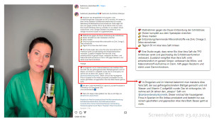 Instagram.com/hashimoto_deutschland, 23.07.2024 Influencerin auf Instagram, die den Aloe Saft bewirbt