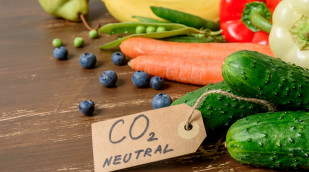 Gemüse mit Etikett CO2 neutral Gemüse mit Etikett CO2 neutral