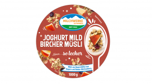 Weideglück Joghurt Mild Bircher Müsli, ab 12/2025, Herstellerfoto Weideglück Joghurt Mild Bircher Müsli, ab 12/2025, Herstellerfoto