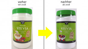 alt: Borchers Streusüße Stevia, vor 2018; neu: ab 2018