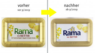 alt: Unilever Rama mit Butter, vor 09/2019; neu: ab 09/2019