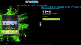 Gamers Only Performance Drink, Beispiel Sorte Green Turbo Apple Sour, gamersonly.com, 16.04.2020 