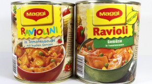 Maggi Raviolini in Tomatensauce mit buntem Gemüse und Maggi Ravioli Gemüse in Tomatensauce