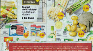 Werbung für „Spargel aus Deutschland“ im PENNY Angebotsflyer vom 15.-20.05.2017, Seiten 8 - 9