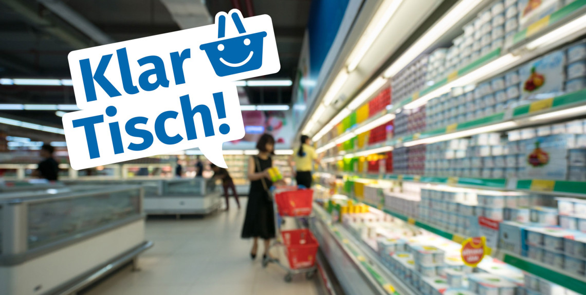 Supermarkt-Einkauf-Logo-Klartisch